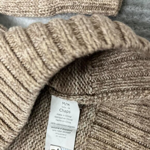 Chaps Ralph Lauren 100% Cotton Knit Sweater with Suede Elbow Patches Sz M - Picture 4 of 5